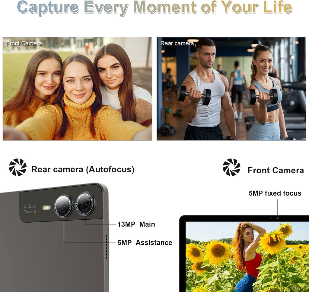 2026 Latest 11 inch Android Tablet, 18GB RAM, 128GB ROM, 1TB Expand, 2K Display, T616 Octa-Core, 5G WiFi, 13MP+5MP+5MP Camera, GPS, 9000mAh, Tablet with Keyboard/Case/Pen, Quad Speakers