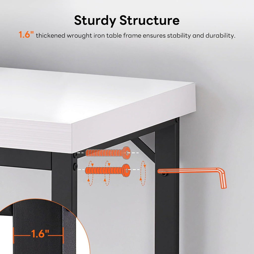 ivinta L Shaped Desk, Modern Corner Home Office Computer Desk with 2' Thicker Desktop for Study Work, Simple Reversible Worksation with Metal Frame for Bedroom Living Room Novas (White)