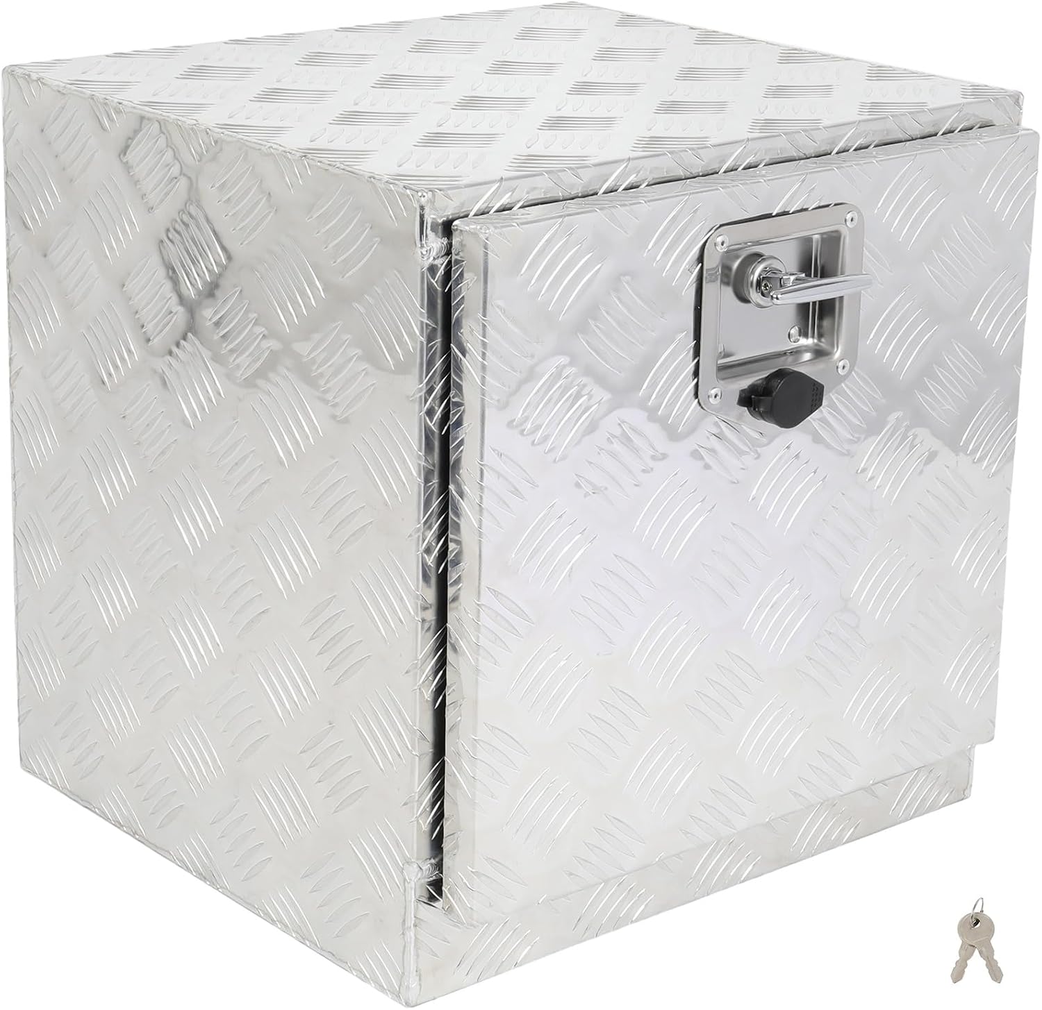 SCITOO 18 Inch Diamond Plate Truck Bed Tool Box,Heavy Duty Aluminum Crossover Storage for Most Full Size Pickups,Lockable Weatherproof Chest,Fits 18' Truck Beds,Easy Access to Load and Unload