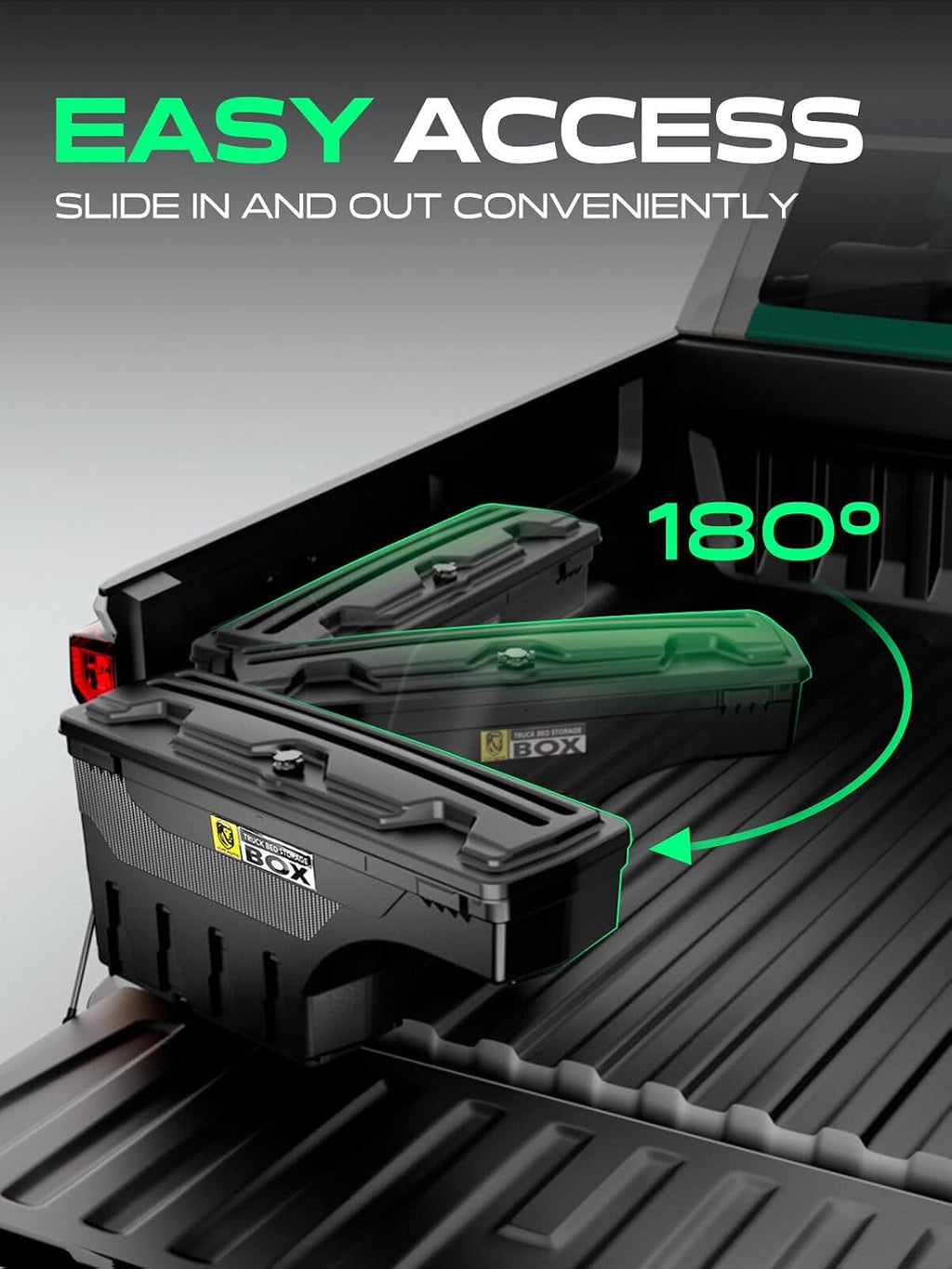 YHTAUTO Truck Bed Storage Tool Box Lockable Compatible with 1999-2007 Chevy Silverado GMC Sierra 1500/2500/3500 & HD(Fit 2007 Classic), Passenger Side, Swing Waterproof Wheel Well ToolBox