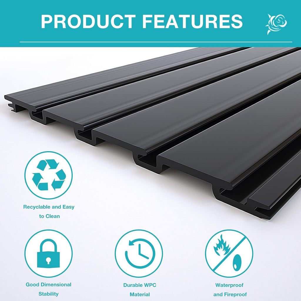 NeatiEase Slatwall Panel Wall Storage Systems, 4 x 8ft Slat Wall Paneling Garage Wall Organizer, Heavy Duty Wall Mounted PVC Wall Rack (Black)