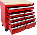 Rolling Tool Chest with Wheels, 9 Drawer Metal Tool Cabinet, Large Tool Cart for Garage, Warehouse, Workshop, Repair Shop, Red