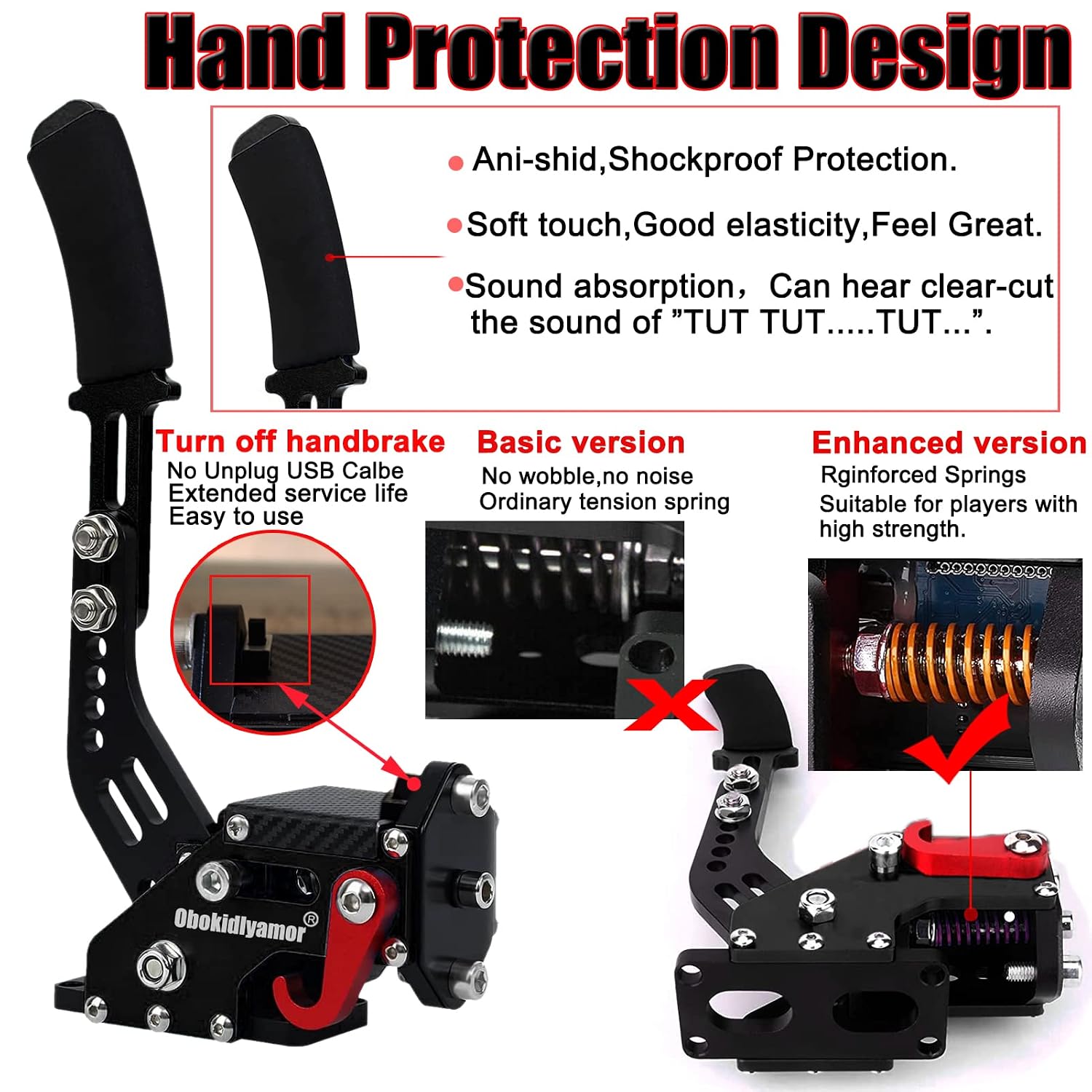 Obokidly Upgrade USB Handbrake Support G923(Advanced G920) Compatible With XBOX ONE/XBOX ONE S AND PC For Sim racing Game Sim Rig With Clamp (Black-3)