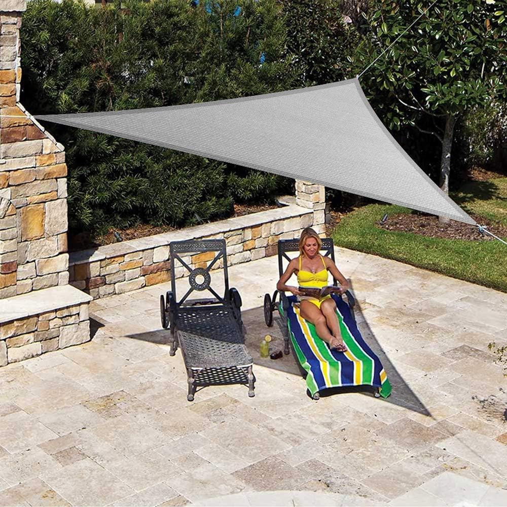 Eden's Decor Sun Shade Sails Triangle Outdoor Canopy for Garden, Patio, Pool, Backyard, Driveway (Grey, 12' x 16' x 20')