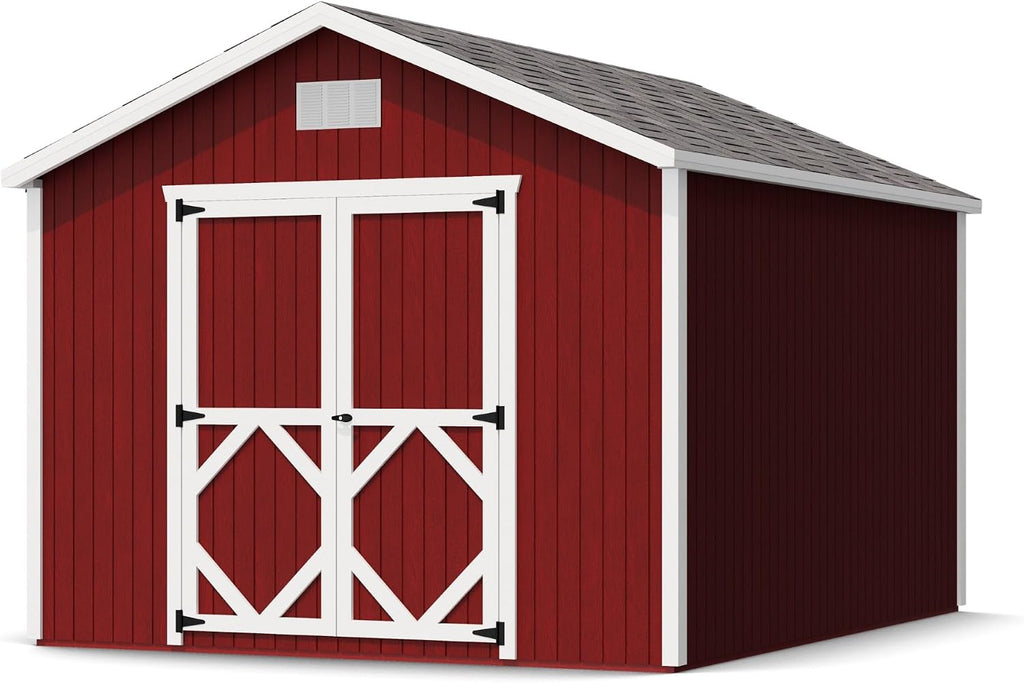 Little Cottage Co. 10x12 Classic Gable Shed with Floor, Outdoor Wood Storage Do-It-Yourself Precut Kit