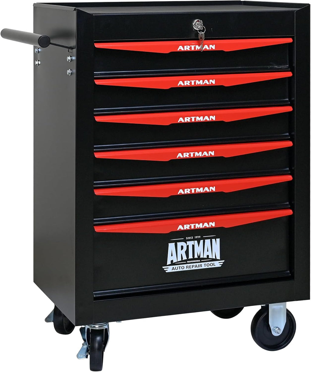 6 Drawers Tool Cart on Wheels, Multifunctional Rolling Tool Storage Chest, Drawers Rolling Trolley Organizer Tool Box for Warehouse, Garage, Workshop, Repair Shop (6 Drawers-30.5' H)