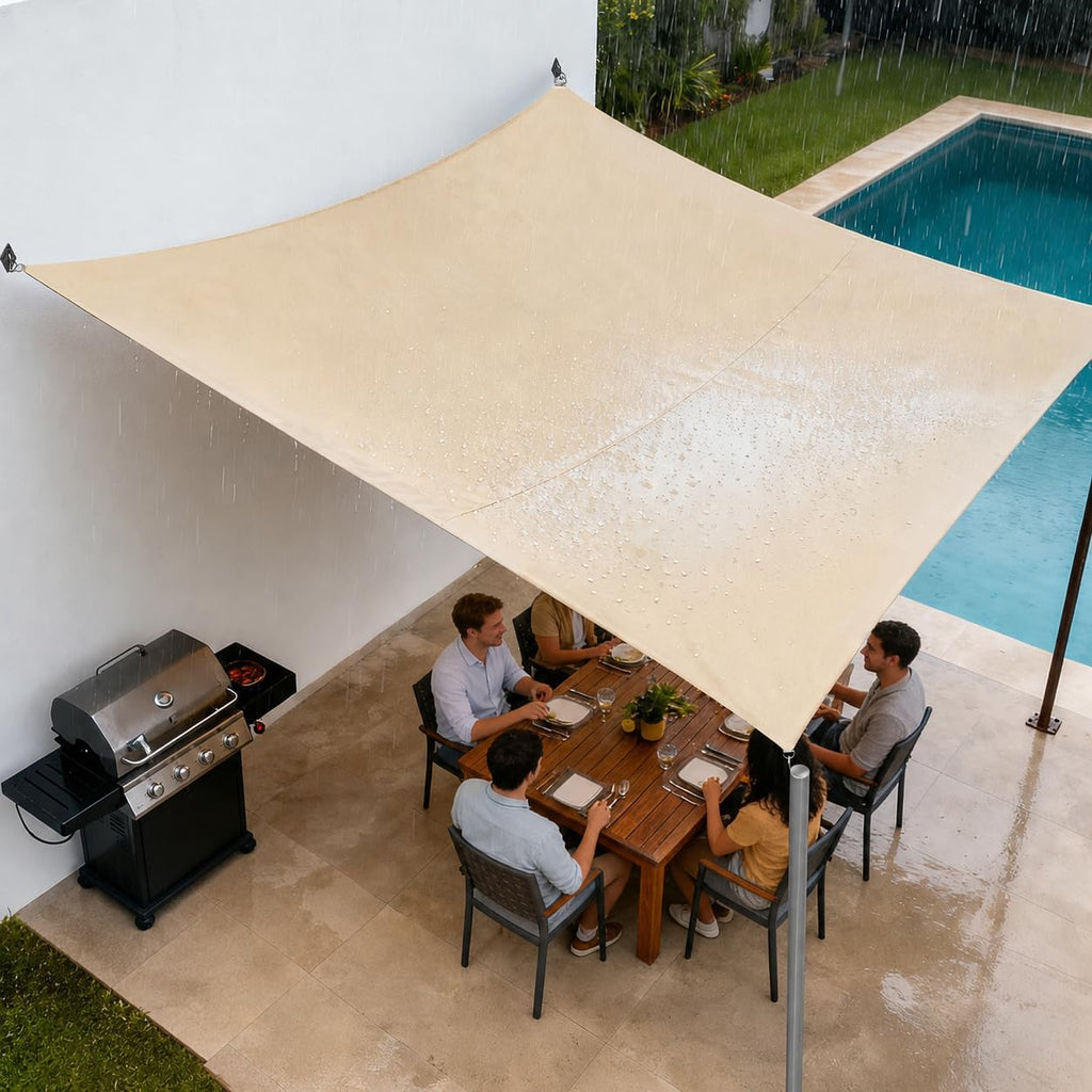 Royal Shade 10' x 12' Beige Rectangle Waterproof Sun Shade Sail Order to Make Canopy Awning, UPF50+ 95% UV Blockage Water Resistant, Outdoor Backyard Patio Garden Carport (We Customize)
