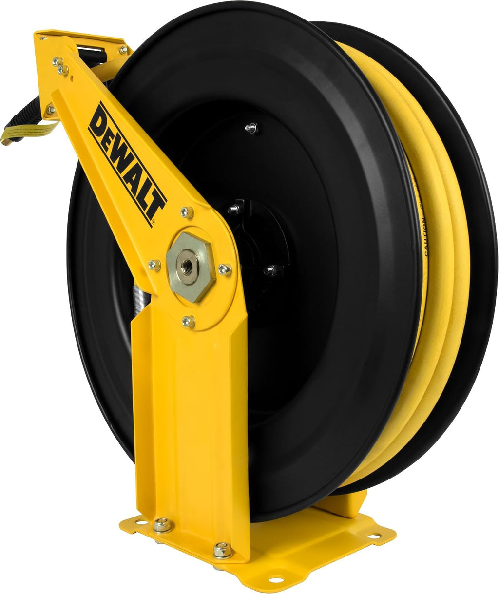 DeWalt DXCM024-0343 Double Arm Hose Reel with 3/8' x 50' Premium Rubber Hose & ColorFit by Milton Coupler & Plug Kit - (M-Style, Red) - 1/4' NPT, (14-Piece) - S-314MKIT