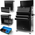 8 Drawer Tool Cart Rolling Tool Chest on Wheels Drawers Rolling Tool Box Organizer Drawer Liners Detachable Top with Locking System for Garage Workshop Warehouse Repair Shop Black