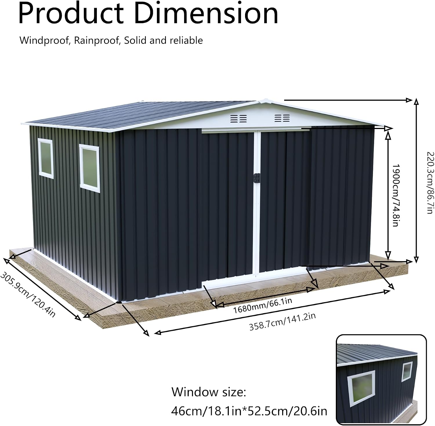 Large 12x10 FT Metal Garden Shed with Apex Roof | Heavy-Duty Steel Outdoor Storage for Tools, Bikes & Lawn Equipment