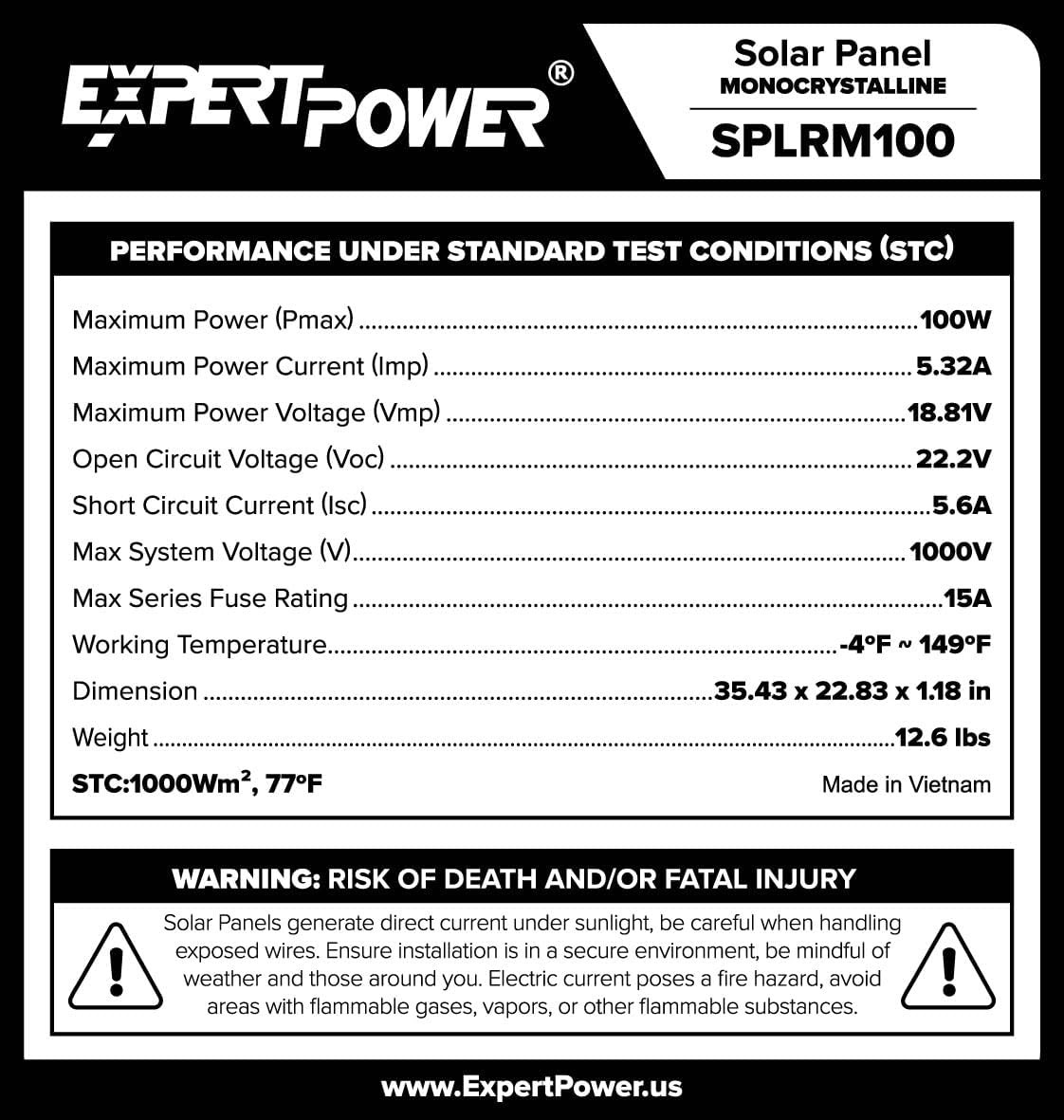ExpertPower Solar Panel Kit | 200-watt 12-Volt Mono Solar Panel + MPPT 20A 12V/24V Solar Charge Controller, for RV, Marine, Cabin, Off-Grid DIY, Solar Projects and More