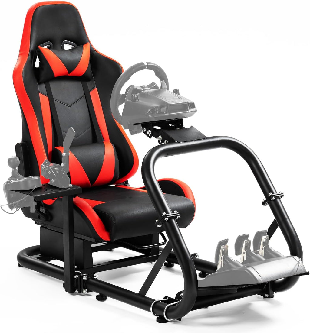 Dardoo G29 Racing Simulator Cockpit with Seat Fit for Thrustmaster T300RS, for Logitech G25 G27 G920 G923, for Fanatec, Ultra-Sturdy Alloy Steel Steering Wheel Stand,Without Wheel,Pedal & Handbrake