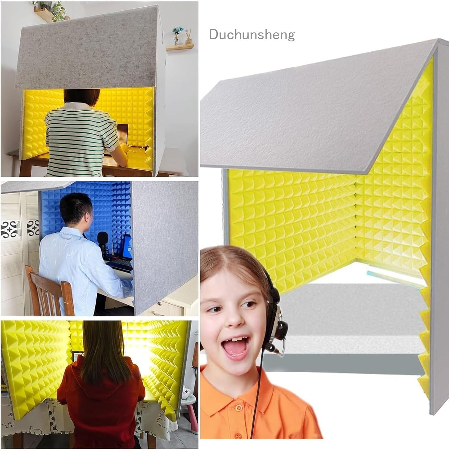 Portable Vocal Booth, Removable Sound Isolation Room, Desktop Soundproof Cover, for Microphone Recording Equipment Podcasts Singing Gaming and Broadcasting (Grays)