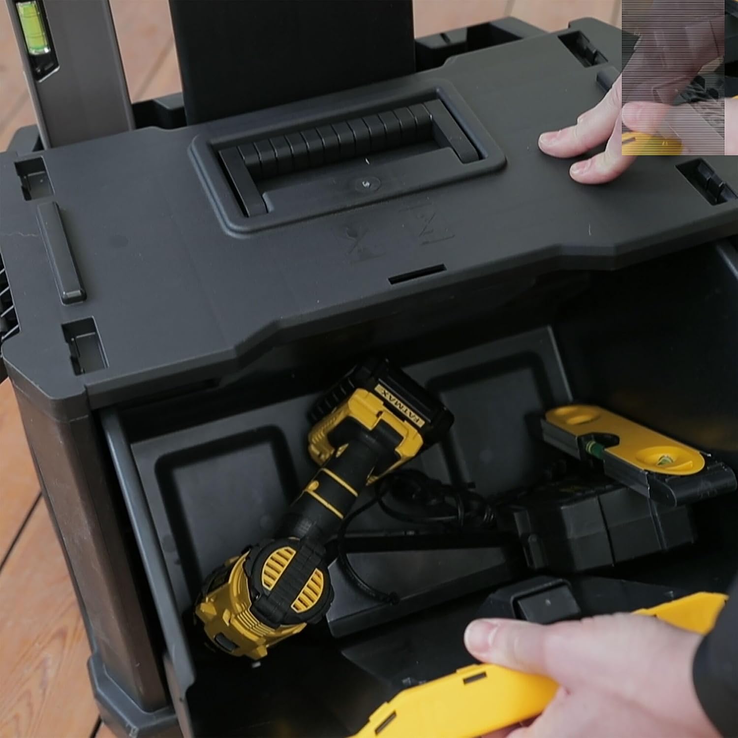 STANLEY Rolling Workshop Toolbox, Detachable Toolbox with Drawers, Flip Bin, Back Pocket, 7 Heavy Duty Wheels, 1-79-206
