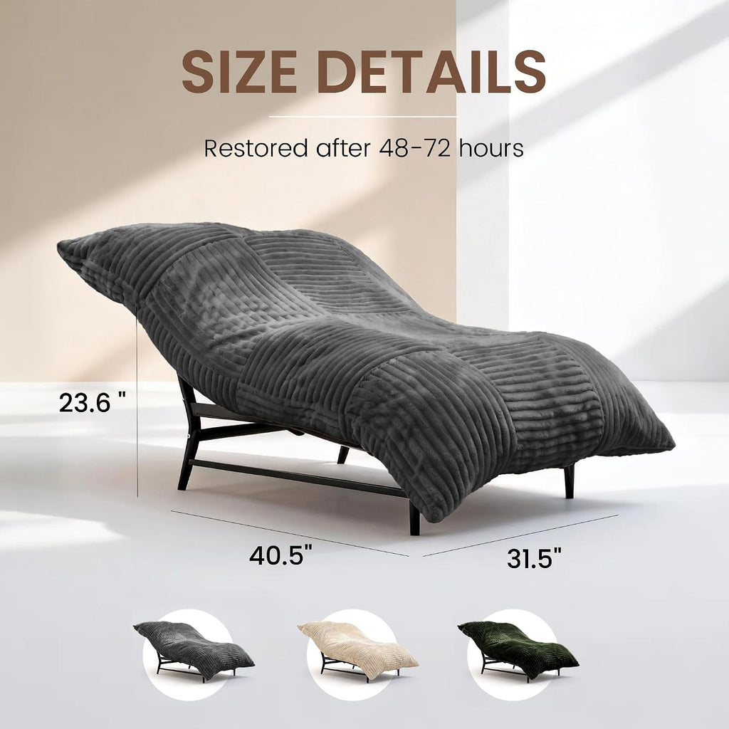HOMRELEXA Modern Accent Chair, Giant Bean Bag Lounge Chairs with Sturdy Metal Frame & Washable Cover, Comfy Upholstered Chair for Reading Room, Bedroom, Grey