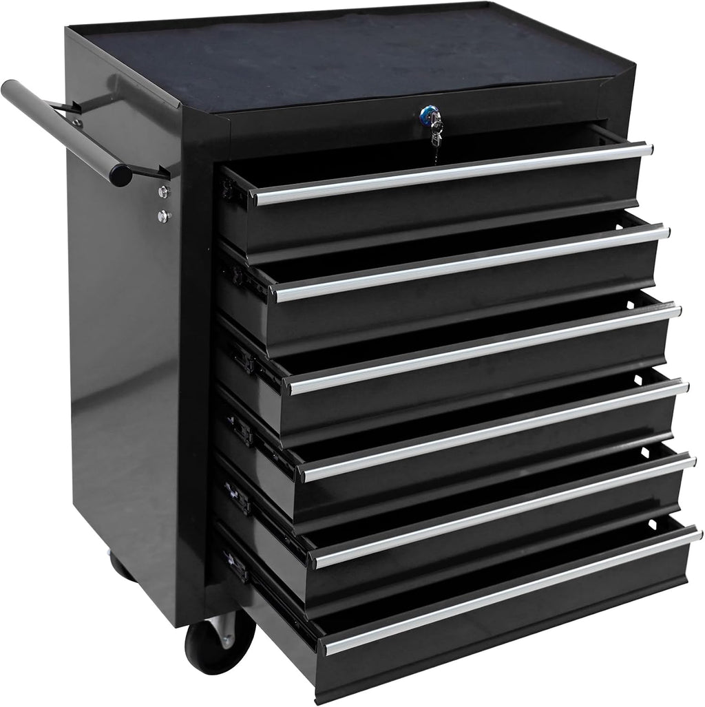 6 Drawers Rolling Tool Chest Cart ,24.2*12.9*29.9'Tool Storage Cabinet With 4 Wheels.Portable Tool Cabinet Trolley With Locking System and Drawer Liners.Tool Storage Cart for Garage,Workshop