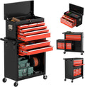 8-Drawer Rolling Tool Chest with Wheels, 2-in-1 Detachable Tool Box with Drawers and Large Cabinet, Rolling Tool Chest Storage Cabinet with Lockable for Warehouse, Garage, Workshop (BlackRed)