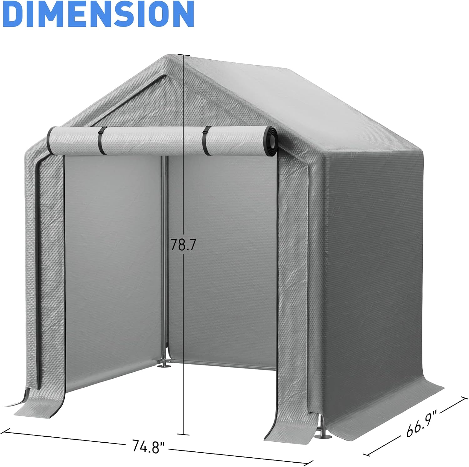 Outdoor Storage Shelter, 6x6 ft Portable Shed with Roll up Zipper Door, Waterproof and UV Resistant Anti-Snow, Heavy Duty Carport for Storing Garden Tools, Outdoor Equipment
