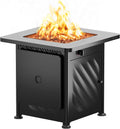 East Oak 28' Outdoor Propane Fire Pit Table | 52,000 BTU Gas Fire Pit for Outside with Easy-Hook Lid, Mesh Pocket & Lava Rocks | CSA Certified | Ideal for Patio, Garden & Backyard | Black