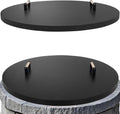 Fire Pit Lid Cover Round - 38' Rust Resistant Powder Coated Steel Firepit Cover or Table with 2 Wooden Handles for Patio Fire Pit, Weatherproof for All Seasons, Fits Fire Pits Up to 36'