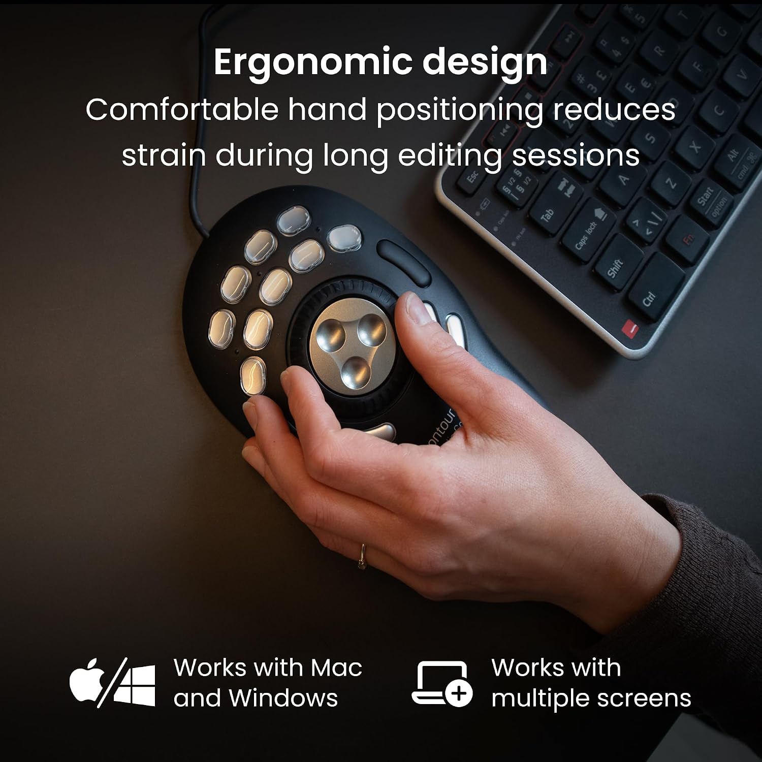 Contour ShuttlePRO v2 - Multimedia Controller with Jog Wheel & 15 Custom Programmable Buttons | Ideal for Video, Audio & Photo Editing | Mac & PC Compatible - Black