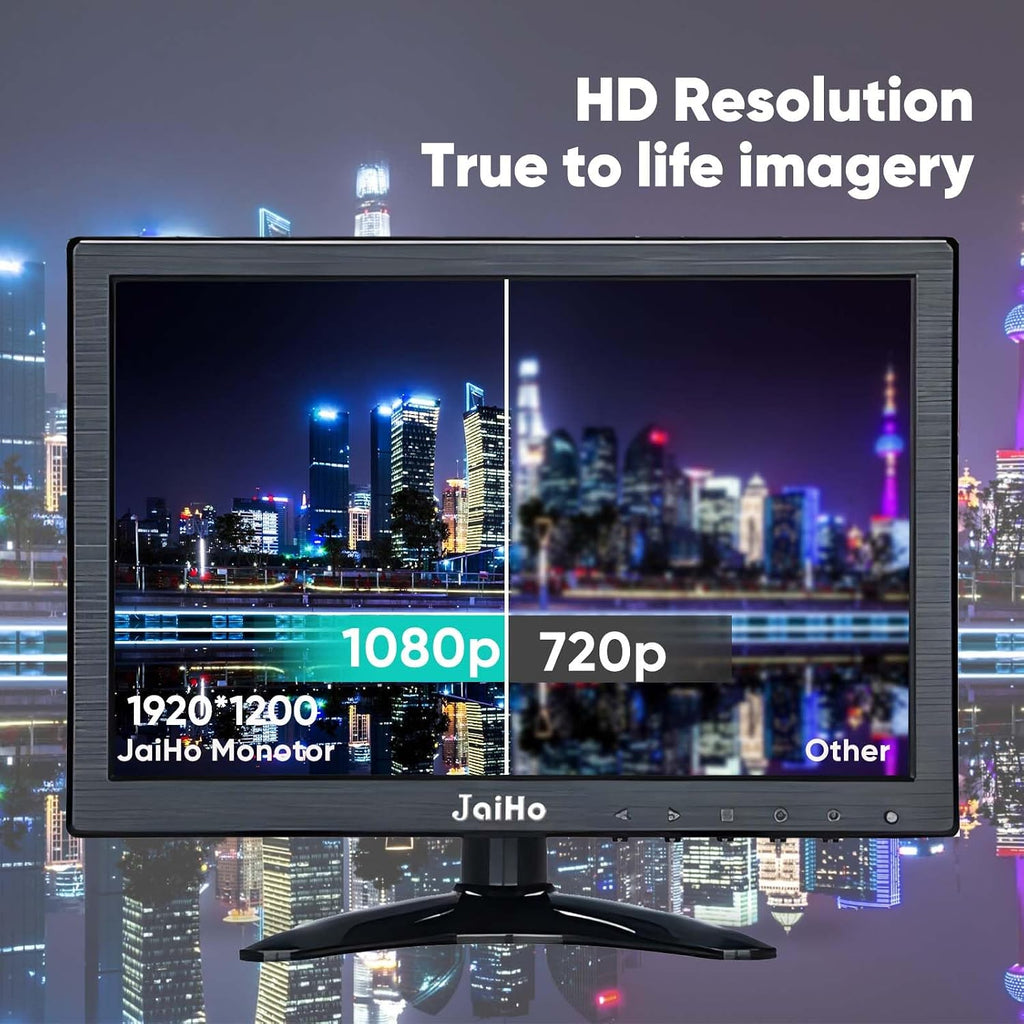 JaiHo 10.1-Inch Small IPS Monitor 1920x1200 Full HD Portable Screen with Mirror Flip, 400-600 Nits High Brightness Security Display for 3D Printer Teleprompter Raspberry Pi, Metal Housing, Remote