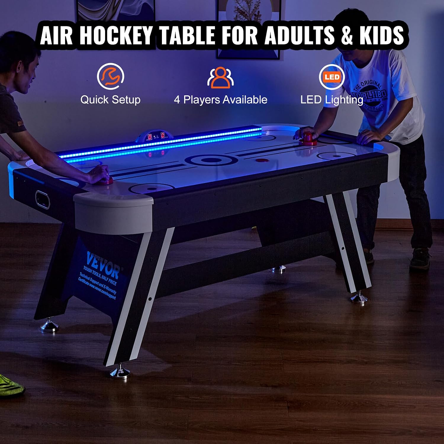 VEVOR 72' & 89' Air Hockey Tables w/LED Scoreboard, 88' 3-in-1 Multi-Game Table (Hockey/Billiards/Ping Pong) - Includes Pucks, Pushers & All Accessories for Game Room & Family | for Adult, Children, Elder
