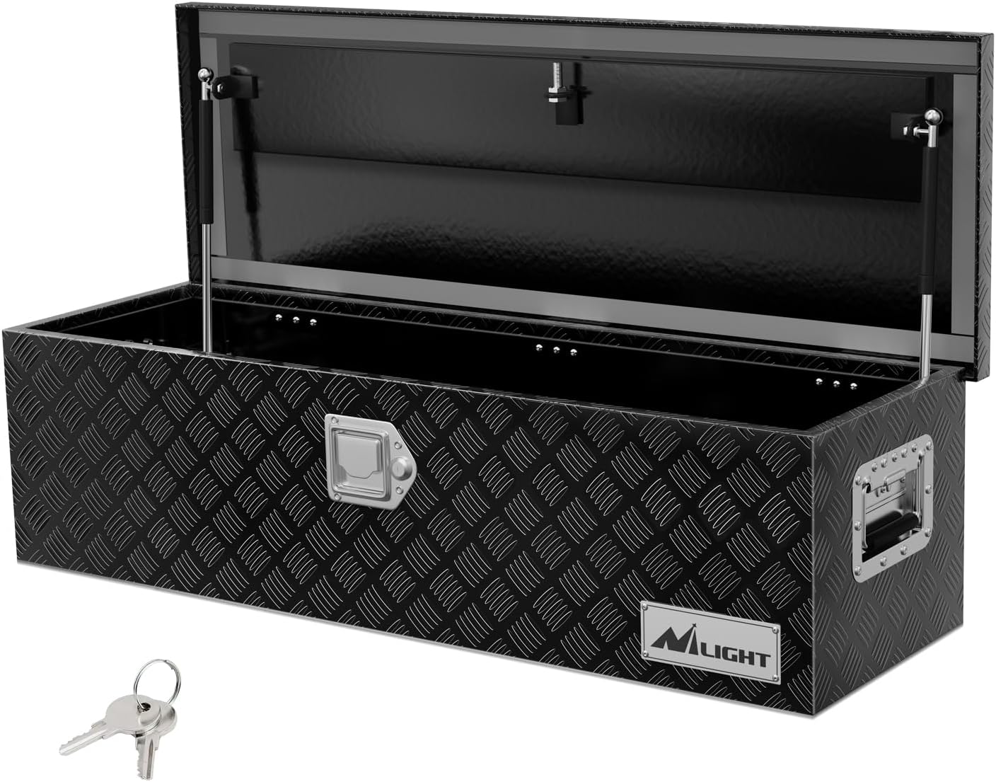 Nilight 39 Inch Truck Tool Box Heavy Duty Aluminum Stripes Plated Pick Up Truck Bed Toolboxes 39'x13'x10' Waterproof Storage Organizer for Bed of Truck RV Trailer with Side Handle Lock Keys, Black