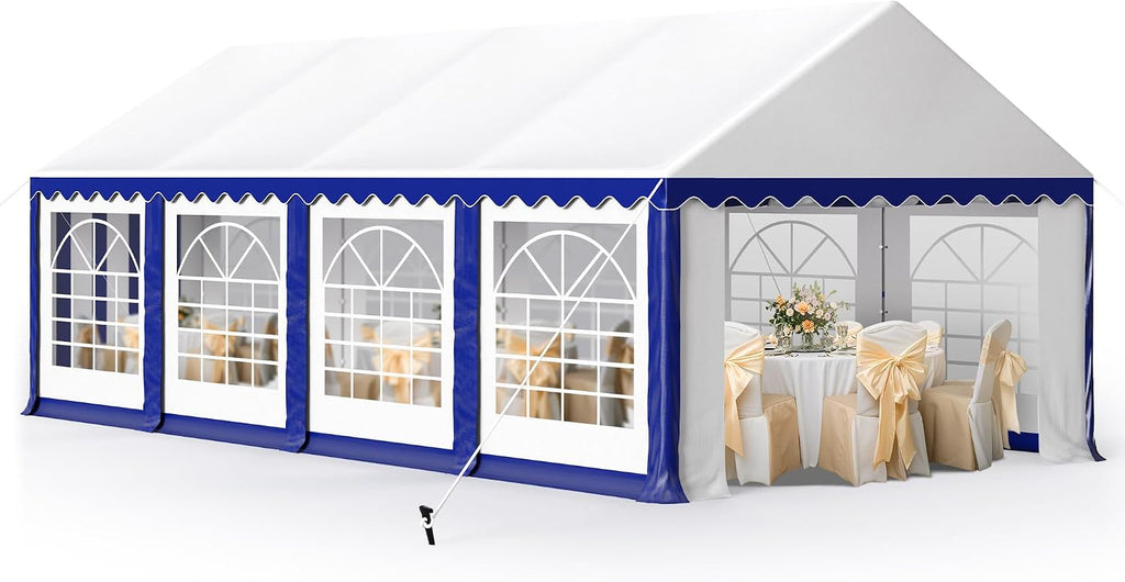 MFSTUDIO 13'x26' Party Tent, Outdoor Heavy Duty Party Tents with Removable Sidewalls, Large Canopy Tent Shelter for Outdoor Events Wedding Birthday, Blue