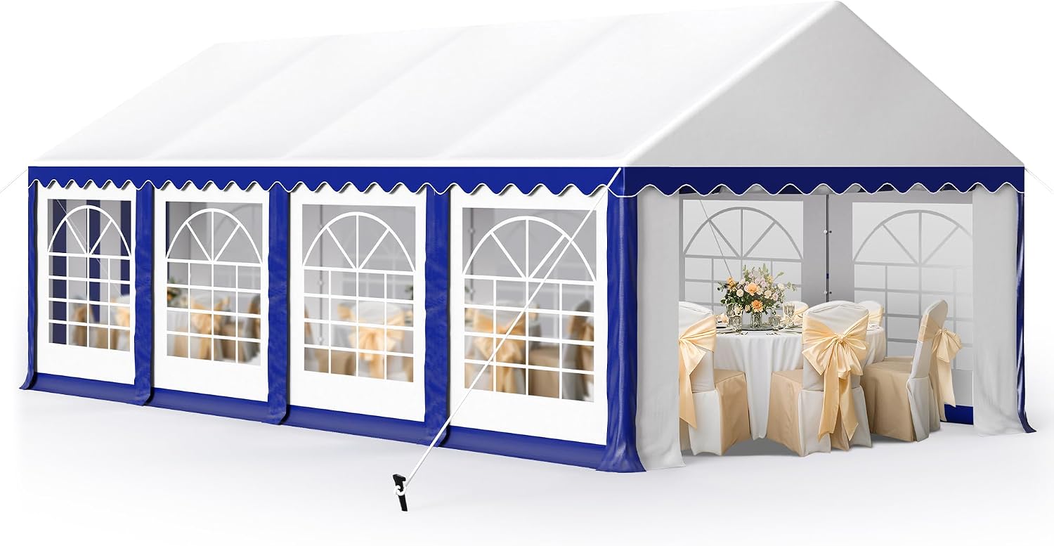 MFSTUDIO 13'x26' Party Tent, Outdoor Heavy Duty Party Tents with Removable Sidewalls, Large Canopy Tent Shelter for Outdoor Events Wedding Birthday, Blue