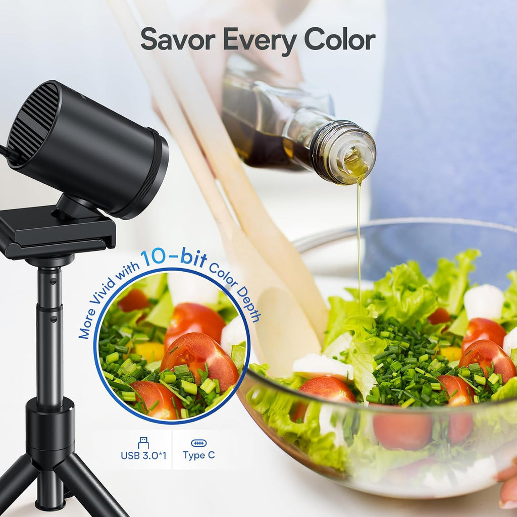 EMEET SmartCam S800 4K Webcam for Streaming, 1/2'' Sensor, Supports HDR, PDAF&TOF Dual-autofocus, 1080P@60fps, 2 Noise-Cancelling Mics, 40°-73° FOV, Perfect for Live Streaming & Online Meetings