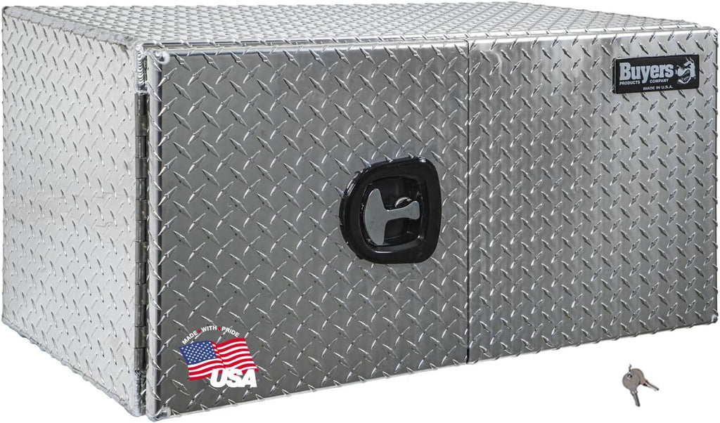 Buyers Products 1702240 Diamond Tread Aluminum Underbody Truck Box with Barn Door, 24 x 24 x 48 Inch