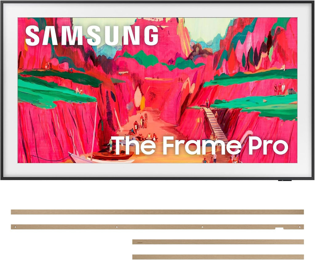 Samsung QN85LS03FWFXZA 85 Inch The Frame Wireless 4K Neo QLED TV with a VG-SCFF85TKBZA Customizable Bezel - Modern Teak (2025)