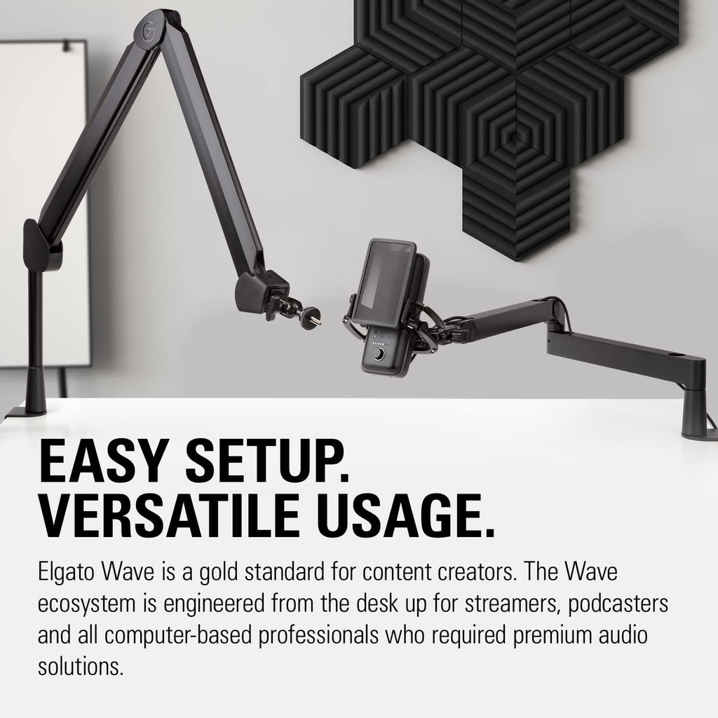 Elgato Wave:3 - Premium Studio Quality USB Condenser Microphone for Streaming, Podcast, Gaming and Home Office, Free Mixer Software, Sound Effect Plugins, Anti-Distortion, Plug 'n Play, for Mac, PC