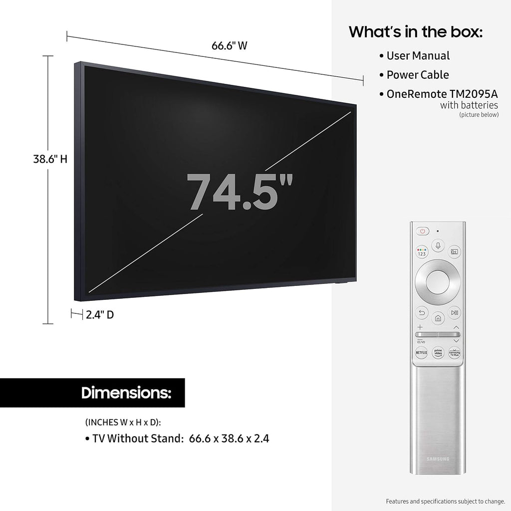 (Renewed) Samsung 75LST7T 75-inch Terrace Premium Outdoor Smart QLED TV