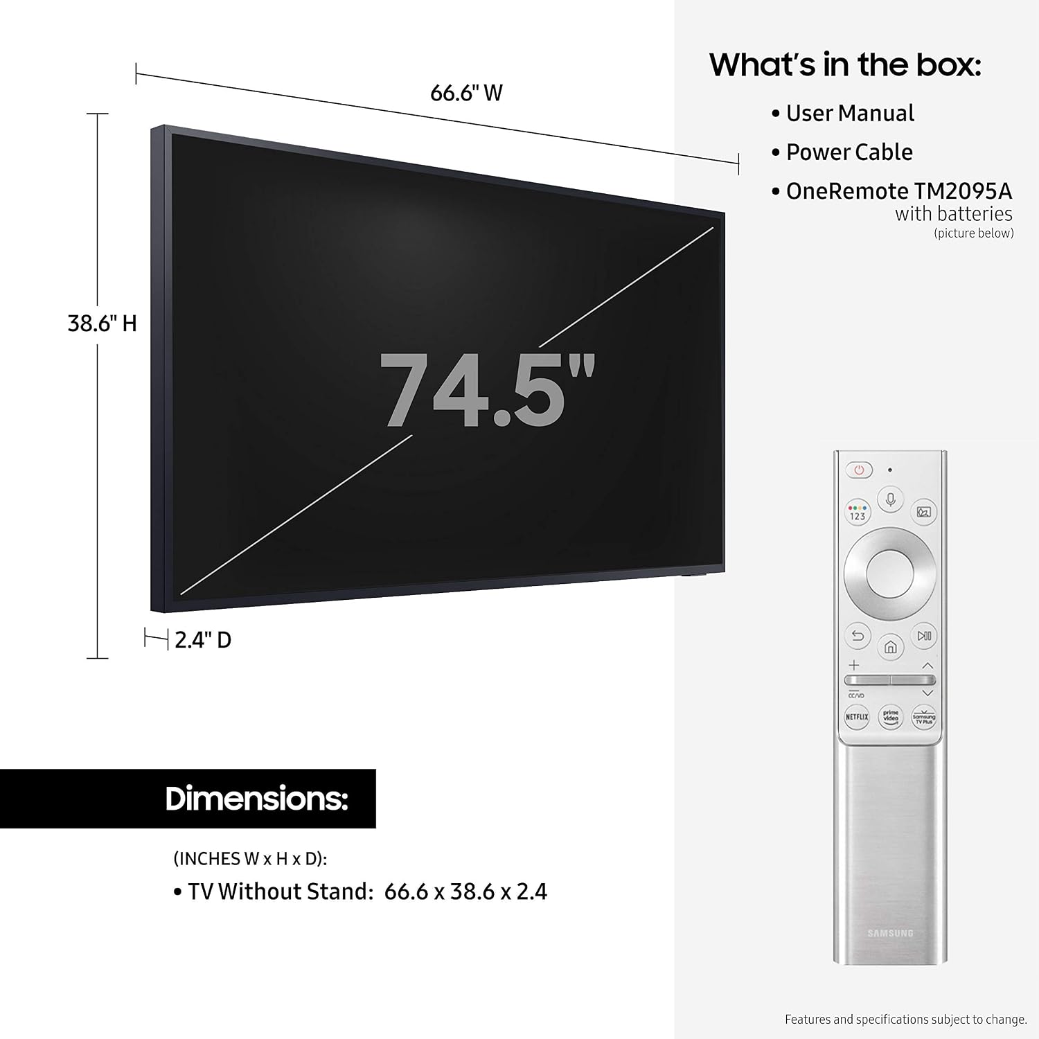 (Renewed) Samsung 75LST7T 75-inch Terrace Premium Outdoor Smart QLED TV