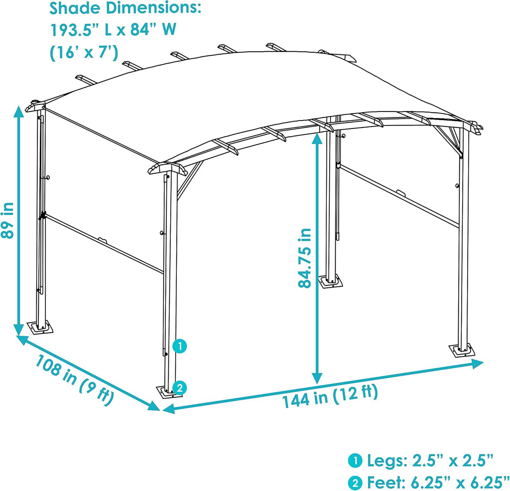 Sunnydaze 9' x 12' Outdoor Pergola with Retractable Canopy - Outdoor Patio Pergola with Retractable Sun Shade Cover for Deck - Tan