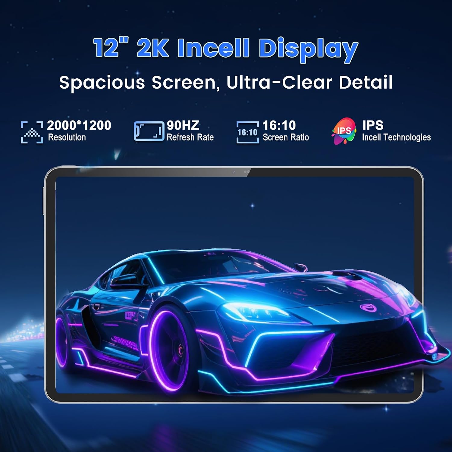 Android 15 Tablet 12 inch, AI Tablet with 2000 × 1200 Display, Octa-Core Up to 2.0GHZ, Tablets Computer with 20GB RAM & 128GB RAM 1TB Expand, 8000 mAh & 20 PD Charger, WiFi 6, BT5.0, Support GPS