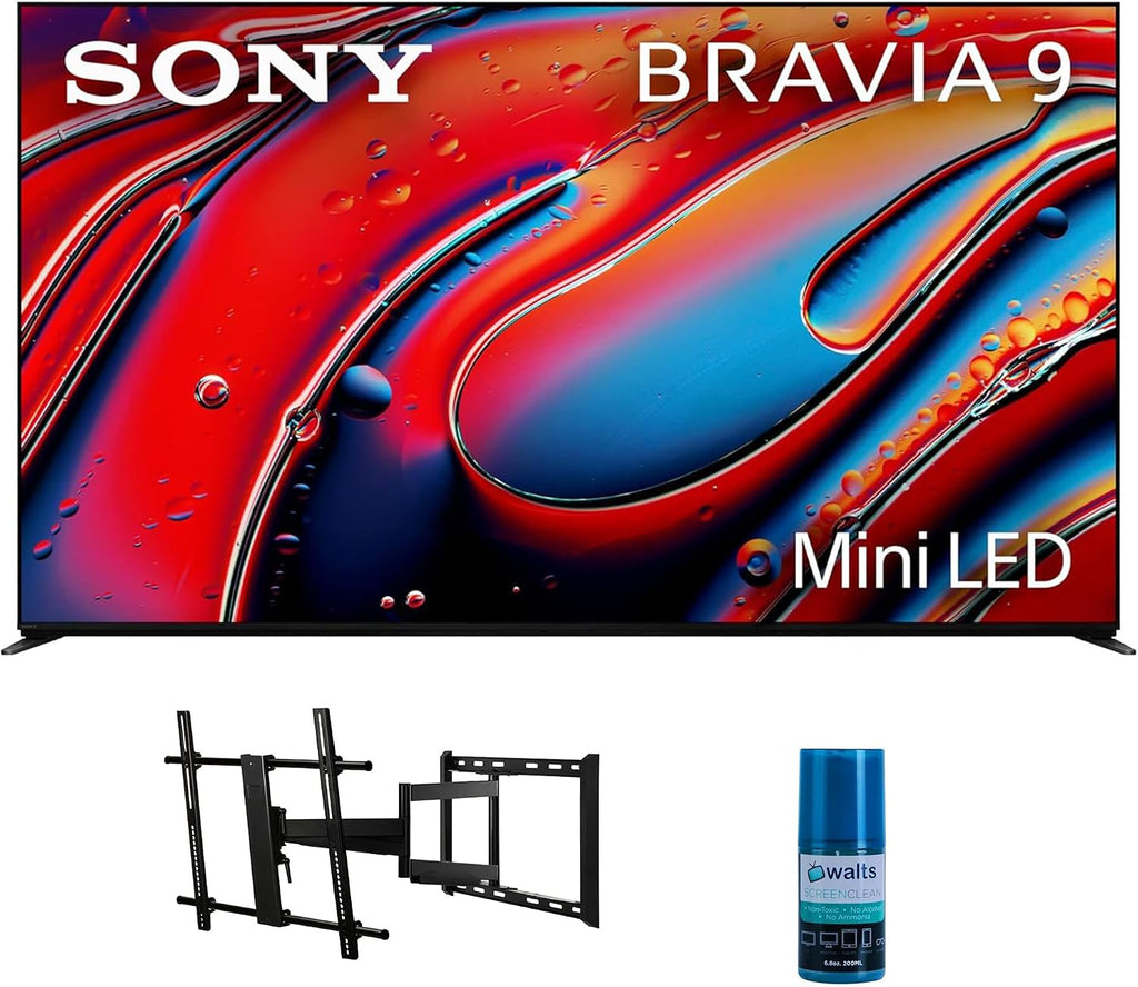 Sony K65XR90 65 Inch XR90 Series Bravia Mini LED HDR QLED 4K Google TV with a Walts TV Large/Extra Large Full Motion Mount for 43'-90' Compatible TV's and Walts HDTV Screen Cleaner Kit (2024)
