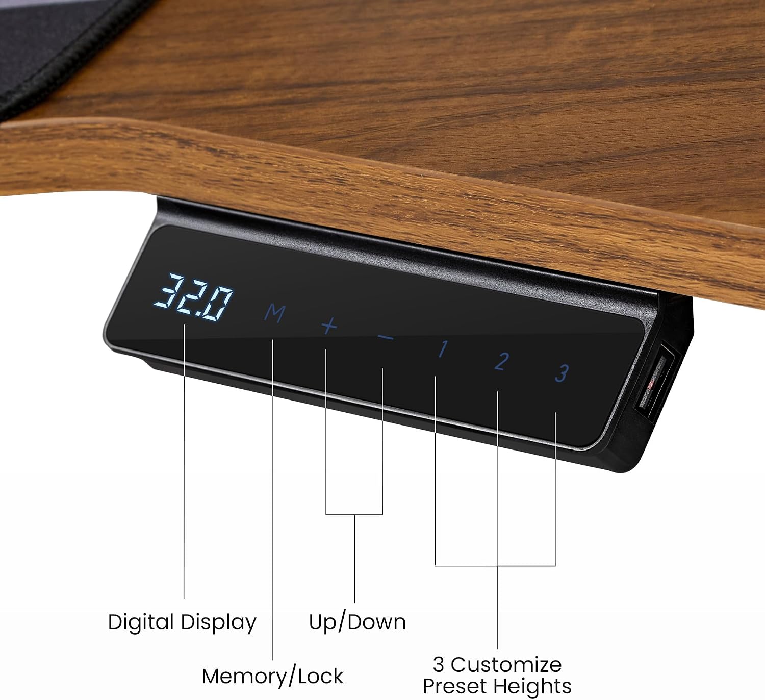 EUREKA ERGONOMIC Aero 55 Inch W Shaped Electric Standing Desk, Height Adjustable Computer Gaming Desk with LED Monitor Shelf, Mouse Pad, Headphone Hook, Cup Holder, Dark Walnut