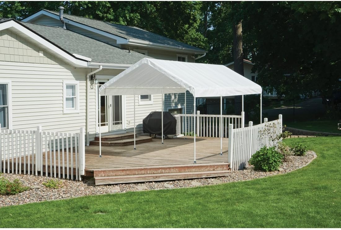ShelterLogic 10' x 20' MaxAP Canopy Series Compact Outdoor Easy to Assemble Steel Metal Frame Canopy with 50+ UPF Sun Protection and Waterproof Cover, white (23522)