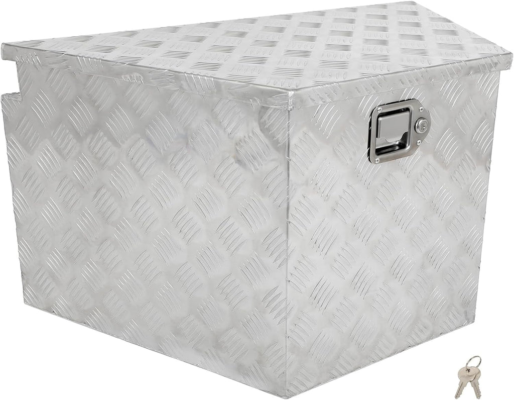 SCITOO 33 Inch Diamond Plate Truck Bed Tool Box,Aluminum Heavy Duty Crossover Storage for Most Full Size Pickups,Lockable Weatherproof Chest,Fits 33' Truck Beds,Easy Access to Load and Unload
