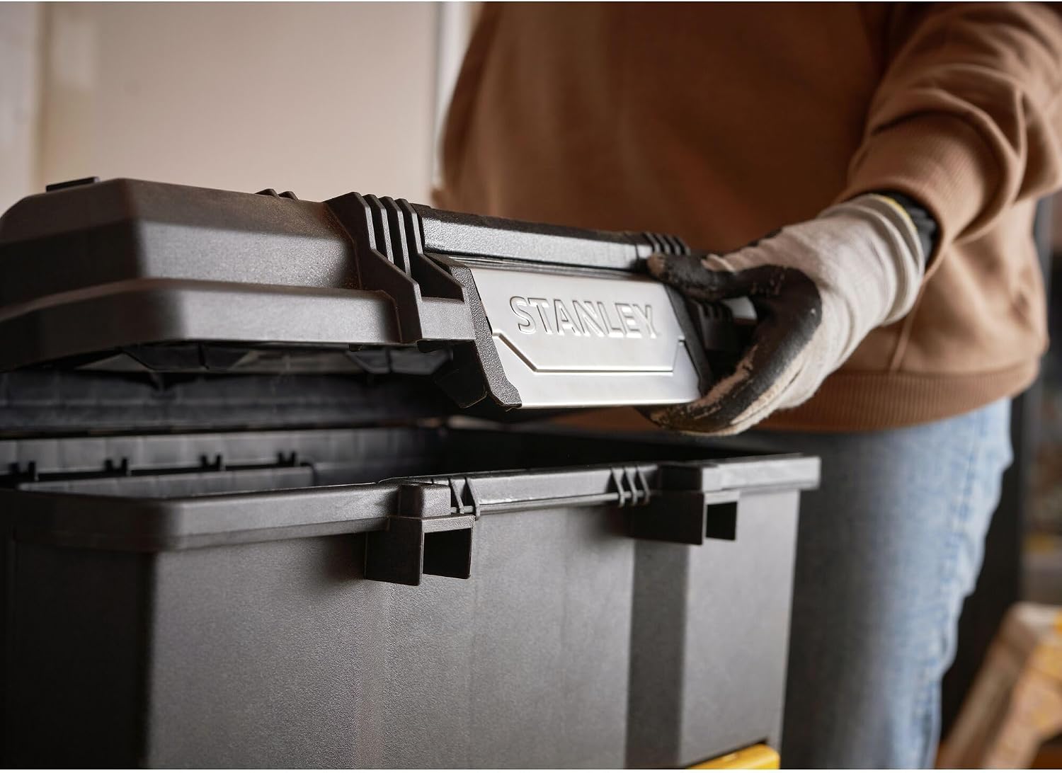 STANLEY Rolling Workshop Toolbox, Detachable Toolbox with Drawers, Flip Bin, Back Pocket, 7 Heavy Duty Wheels, 1-79-206