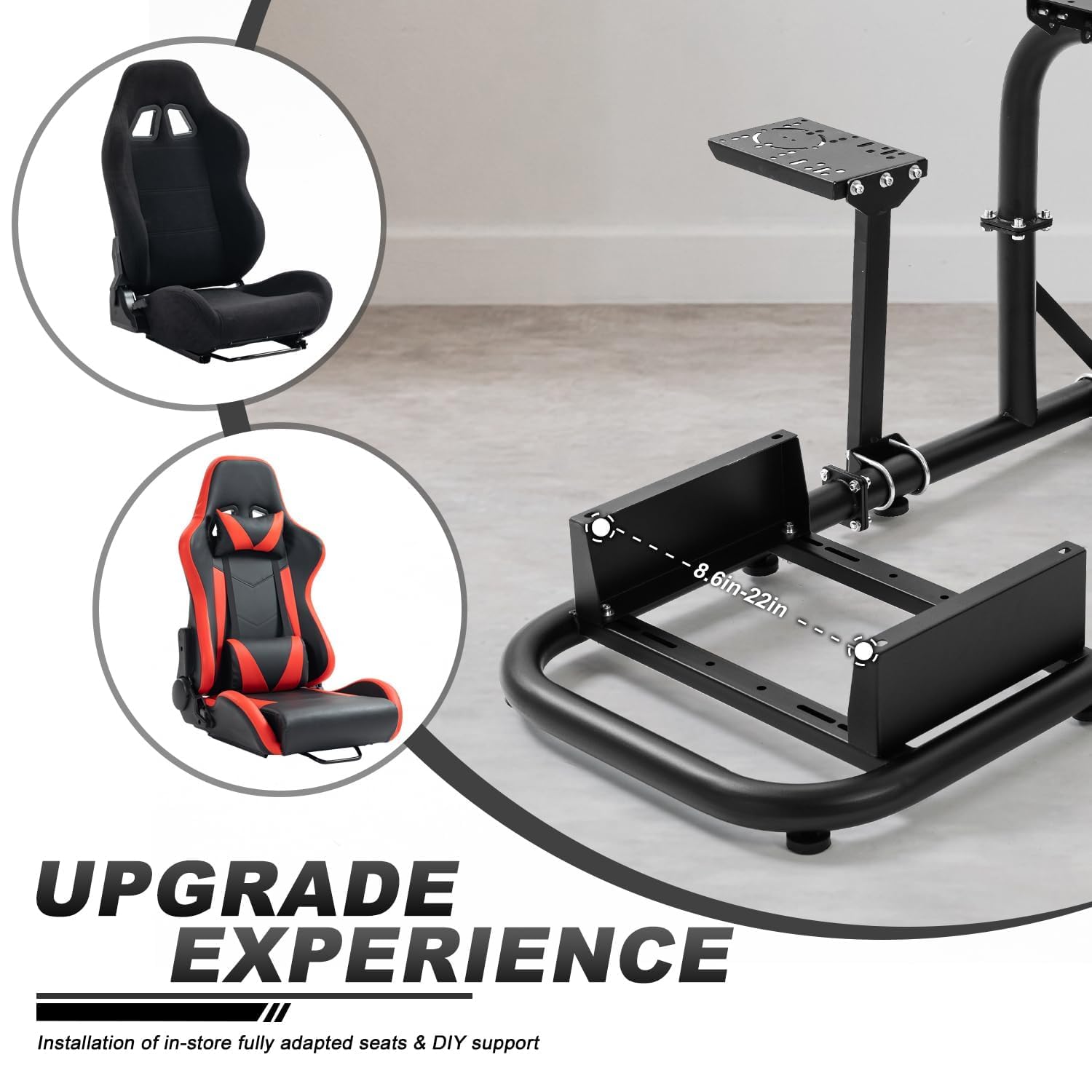 Hottoby Racing Simulator Cockpit 50mm Round Tube Driving Gaming Cockpit Fit for Logitech, Thrustmaster, Fanatec, PC, PS4, Xbox, Seat Pedal Wheel Not Included