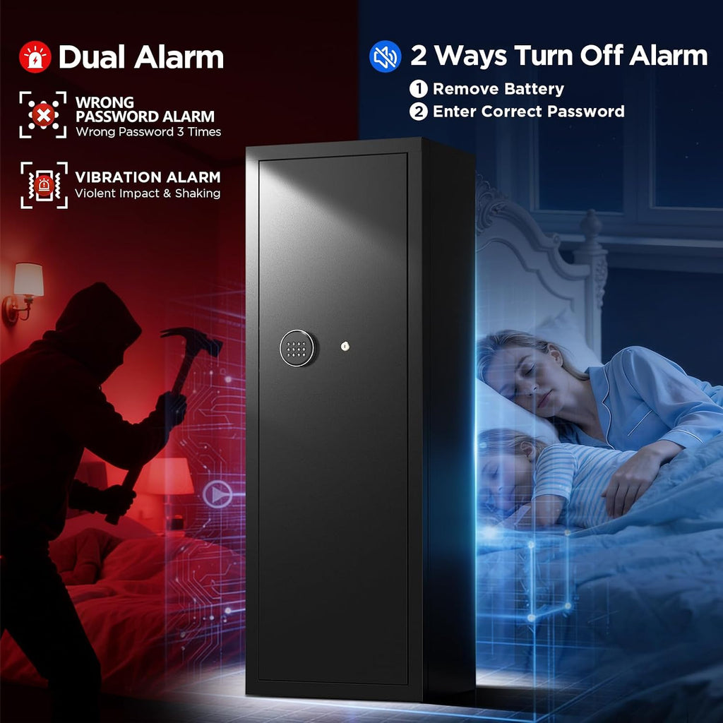 8-10 Gun Rifle Safe for Home Security, Gun Safe for Rifles and Pistols - Quick Access Digital Keypad | Easy Assembly Gun Safe with Adjustable Shelves (Fits Shotguns & Ammo)