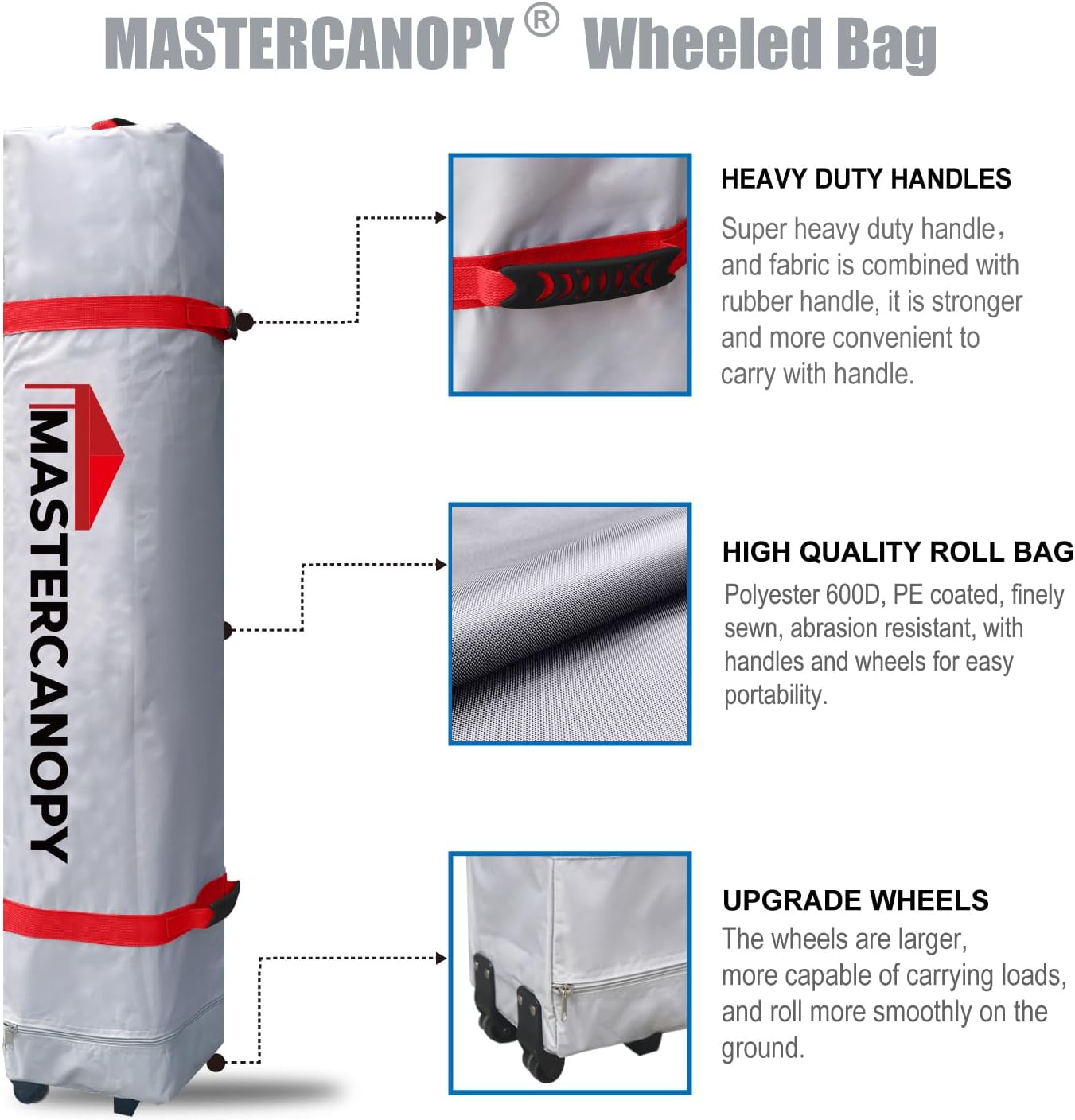 MASTERCANOPY Durable Pop-up Canopy Tent with Roller Bag (8x8, Dark Grey)