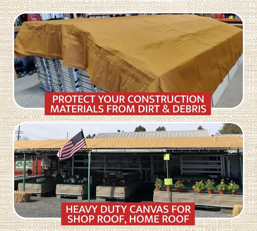 Mytee Products 12' x 24' Tan Canvas Tarp 12oz Heavy Duty Water Resistant