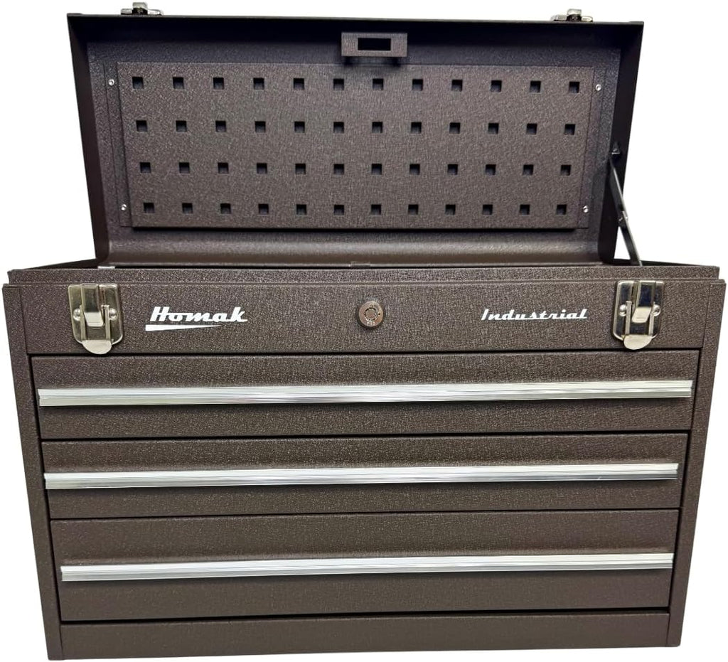 Homak Industrial 20-Inch 3-Drawer Friction Toolbox, Brown Wrinkle Powder Coat, BW00203200