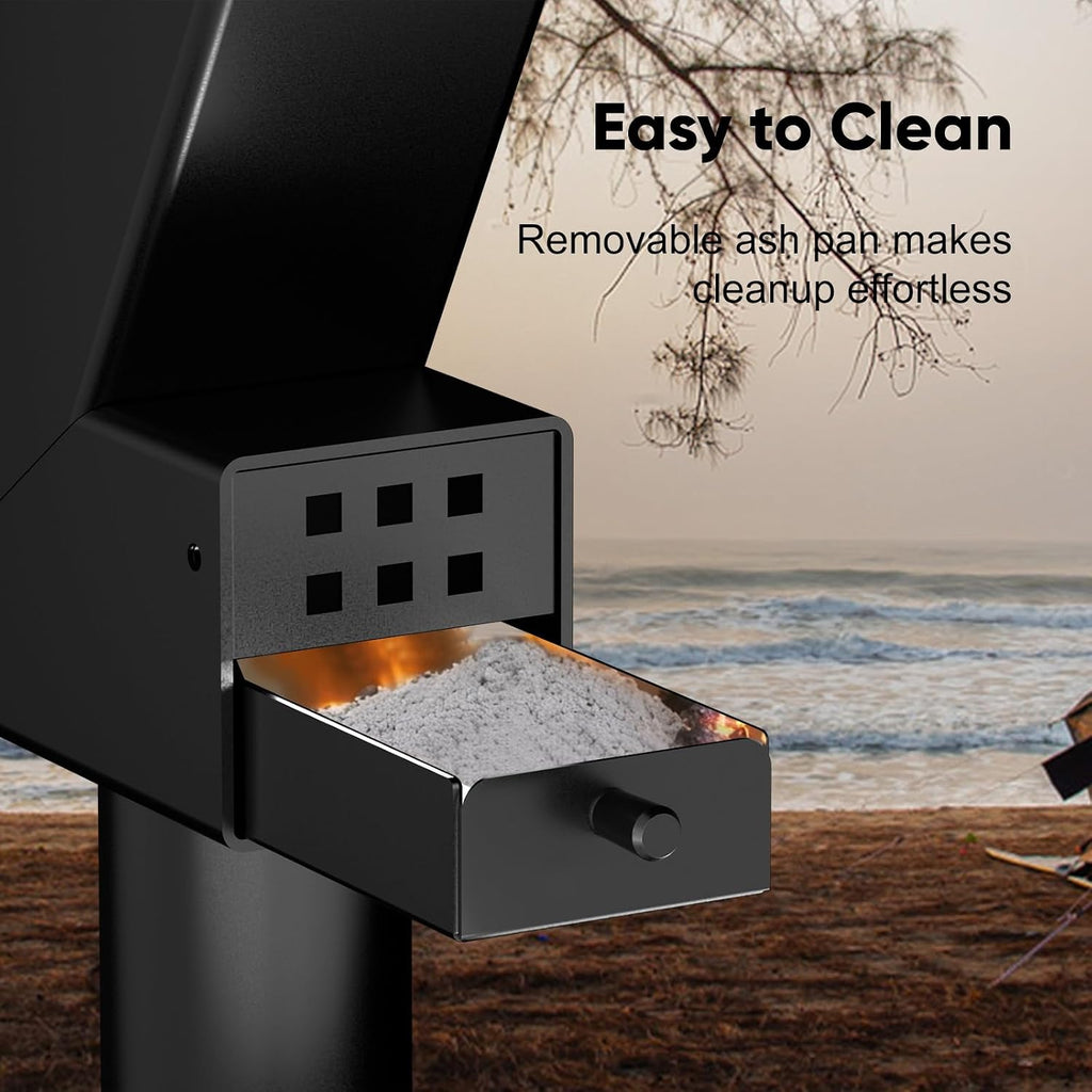 Rayzi New Rocket Stove 55 Inch, Smokeless Wood Pellet Patio Heater, Wood Pellet Fire Pits for Outside, Portable Pellet Heater for Patio/Garden/Backyard/Outside Restaurant/Bonfire Party/Beach