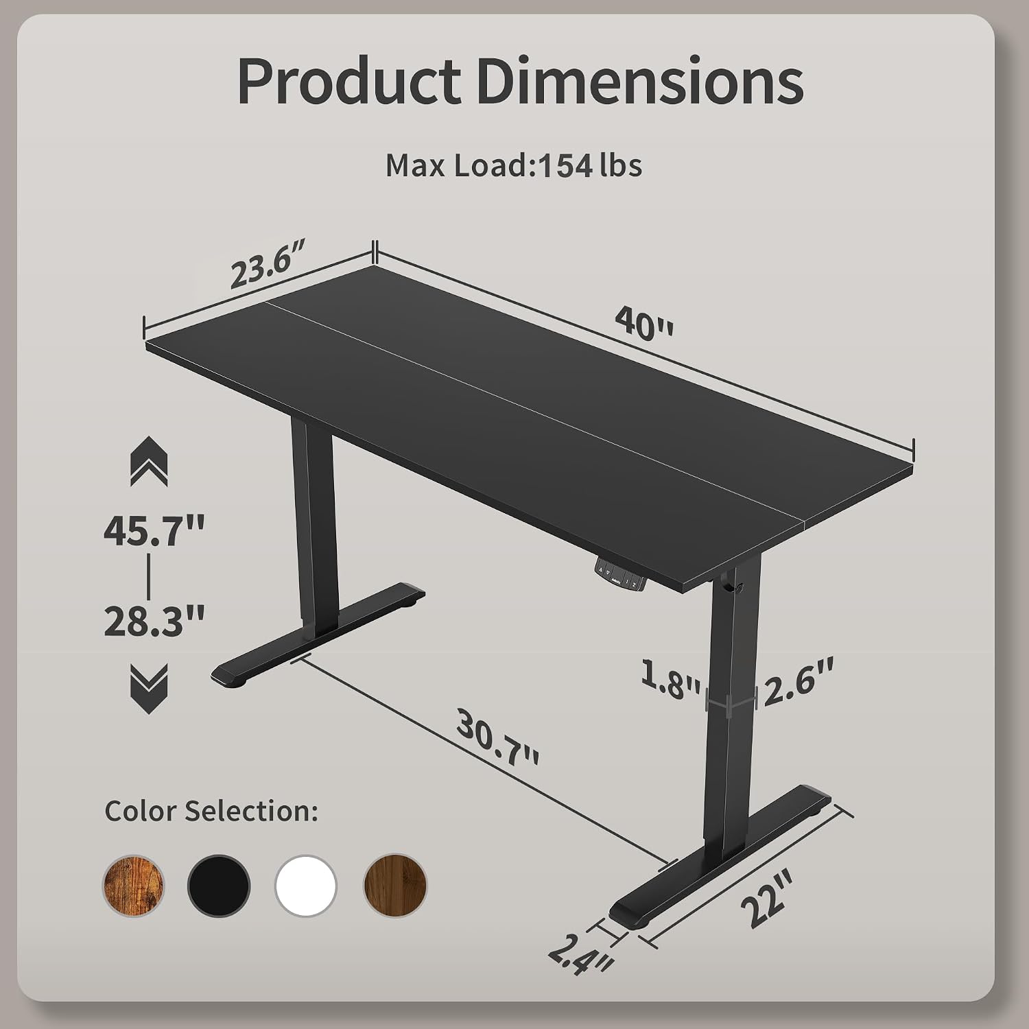Agilestic Electric Standing Desk, 40 x 24 Inches Height Adjustable Desk, Sit Stand up for Work Office Home, Ergonomic Rising Computer Table with Memory Preset, Black
